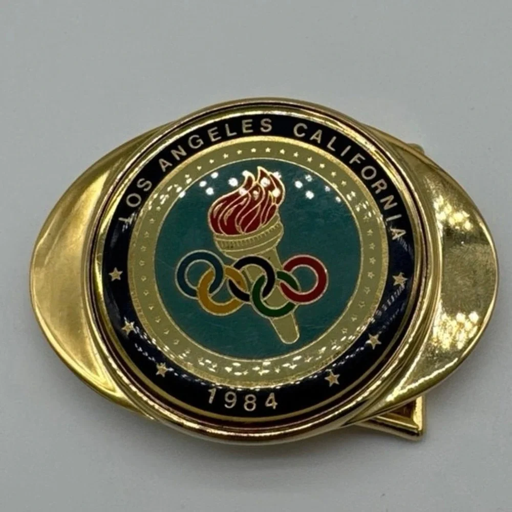 1984 Los  Angeles Olympic 24k Gold Plate Belt Buckle, New in Bag,‎ Los Angeles